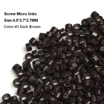 Vida Mikro 2.7*2.7 MM 1000Pcs/Şişe #Microring 5 Orta boy Kahverengi Saç Boncuk Saç Kıvrım Boncuk Saç Uzatma Tüpleri*4 Yüzük