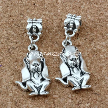 Sıcak ! 15 adet Antika Gümüş Alaşımlı Basset Hound Köpek Hayvan Yavrusu Dangle Boncuk Avrupa Charm Bilezik Takı DİY 126a uyan