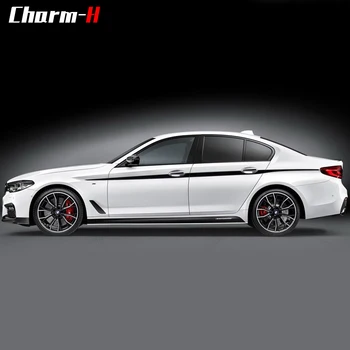 BMW 5 Serisi G30 G31 için 2 adet M Performans Yan Şerit Çıkartma Etiket Bel Çizgisi Kapı Yan Çıkartmalar - Siyah/Kullanma/5D Karbon