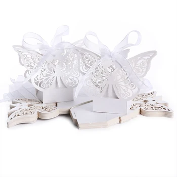 Düğün, vaftiz için 20pcs Şeker şeker kutusu Büyük kelebek