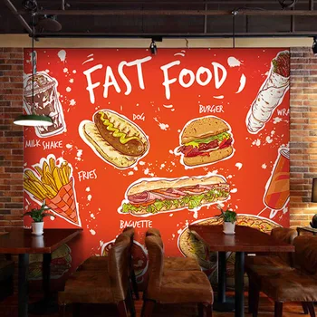 Özel 3D fotoğraf duvar kağıdı 3D ekmeği hamburger duvar mutfak snack bar arka plan duvar kahve evi restoran duvar kağıdı duvar