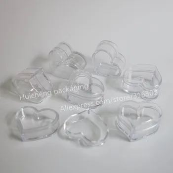 100 x 3g Küçük Açık Kalp tırnak sanat pırıltılar için Plastik Kavanoz Pot Şeklinde kullanın