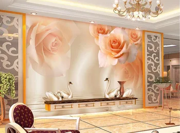 Turuncu 3d duvar kağıdı çiçek 3d üç boyutlu duvar kağıdı Manzara duvar kağıdı duvar resimleri Ev Dekorasyon rose