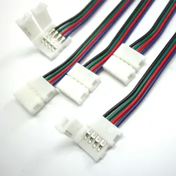 Süratli RGB için 10mm 4pin 10 adet/lot şerit bağlayıcı ücretsiz iki ucu ile kolay bağlantı lehim pcb konnektör LED