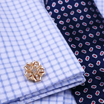 Mens Marka Altın için KFLK Takı gömlek Crystal kol düğmesi-renk Moda Düğme, Yüksek Kaliteli Lüks Düğün Ücretsiz Kargo kol düğmesi