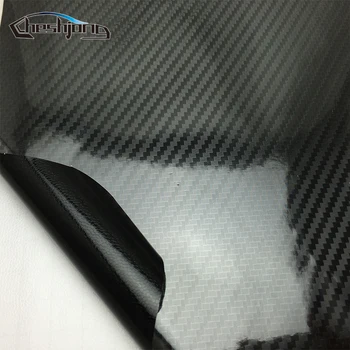 5D Karbon Fiber Vinil Yüksek Parlak Siyah 5D Doku Film Sarın Araba Motosiklet Çıkartma Etiket Renk değiştirir