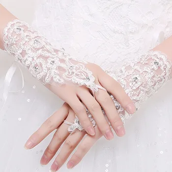 Eldiven dantel eldiven kanca parmak düğün eldiven Boncuklu gelin yeni Marka 1Pair Parmaksız Dantel Düğün Yeni Sıcak Satış Moda Eldiven