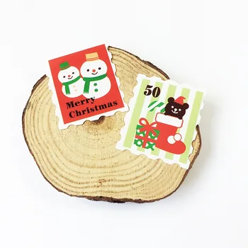 500 Adet/sürü Pul Şekli Mühür Sticker Etiket Noel Hediyesi Dekor Çıkartmaları Fırın Çerez Ambalaj Çanta Kağıt Mühür Etiketler