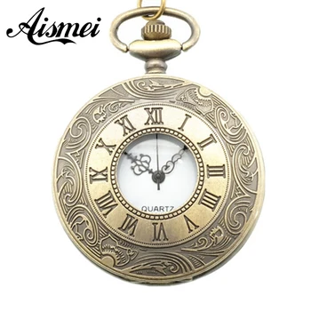 Büyük Altın Roma Vintage Steampunk Tarzı Cep saati Kolye&Kolye saat Kadranı Cep Rakamları ve Zincir Saat Saat