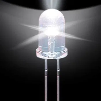 100pcs 5 mm Beyaz DİP Diyot LED Açık Yuvarlak başlı Süper Parlak Işık 20000mcd 25 Açılı LED