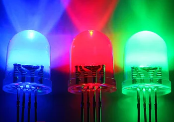 50pcs 10mm RGB Ortak Katot Diyot Şeffaf Işık ila 3 Renk Kırmızı Yeşil Mavi 4 Pin 10 mm Işık Yayan Diyot LED Lamba LED