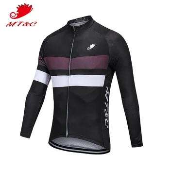 MT&C Erkek Bisiklet Forması Siyah Kahverengi Beyaz Çizgili Spor Giyim Tarzı Nefes alabilen, Hızlı Kuru Bisiklet İlkbahar Sonbahar Spor giyim