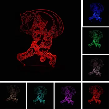 3D çizgi film Karakteri Moda Gece lambası 7 Renk Oyuncak 3D Renkli Yatak Odası Gece Lambası Noel partisinde Arkadaşlarına Hediye değiştirme LED