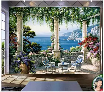 Özel 3d fotoğraf duvar kağıdı 3d duvar resimleri duvar kağıdı Bahçe villa peyzaj 3d duvar kağıdı 3d oturma odası dekorasyonu