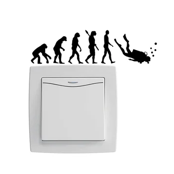 Komik Vinil Işık düğmesi Çıkartmaları Doğan evrim Dalış 5WS0206 Yatak Odası Duvar Çıkartmaları Dekorasyonu