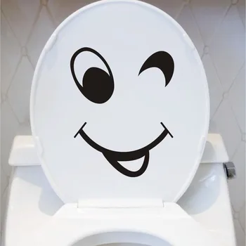 Komik Yüz Siluet Tuvalet Banyo Vinil Sticker 4WS Ev Dekorasyonu-0058 Çıkartmaları