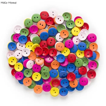50pcs 2 Delik Çok Renkli Yuvarlak 15 mm Ahşap Düğmeler Defteri, Giyim DİY Dikiş Ev Dekorasyonu