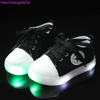 HaoChengJiaDe Çocuk Ayakkabıları Çocuklar Kız Ayakkabı Sonbahar Yeni Yıldız Çocuk Ayakkabı Çocuklar Rahat Kanvas Çocuk Ayakkabı 21-30 Boyutu LED
