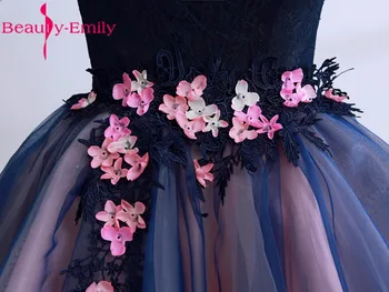 Güzellik Emily Mavi İnci Düğün Parti Balo 2017 Kız ve Bir Kadın Elbiseleri-Line Boncuk Dantel Organze Resmi Durum Elbiseler