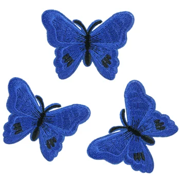 İşlemeli Dikmek Aplike Kumaş Rozet Konfeksiyon Yamaları Giyim Demir için 10 adet Mavi Kelebek Ekini Giyim Aksesuarları DİY