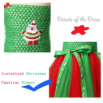 TS142 Kızlar için Noel Kostümleri Bebek Kız Tatil Elbise Moda Çocuk Giyim Çocuk Festivali Kırmızı Yeşil Noel Baba Elbise