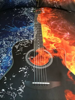 HD Yatak takımları Nevresim takımı, 3D Gitar Müzik Nevresim Takımı İkiz Tam Kraliçe Kral Boyutu Ayarla