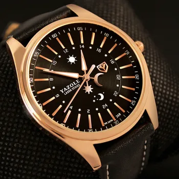 Üst Marka YAZOLE Lüks Altın İzle Erkekler İzle Rose Moda İş İzle su Geçirmez Parlak Kuvars Saat Sony Ericsson için hombre Saatler