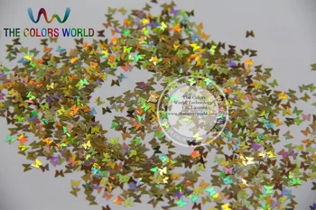 50 gr DİY supplies1pack için L-2 Boyutu 3 mm lazer holografik Altın renkli Glitter paillette kelebek şeklinde pul=