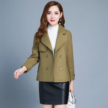 Uzun yün ceket kadın kısa 2018 sonbahar ve kış yeni moda küçük takım elbise-yün yün ceket kollu
