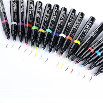 Siyah&Beyaz Cazibe Boya UV Jel Lehçe Manikür Tırnak Sanat Kalem Resim Tasarım Araçları Kalem Aracı Boyama, 2 Adet/Lot