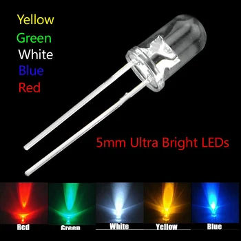 100pcs/ YENİ 5 mm Yuvarlak Süper Parlak Beyaz LED Kit LED