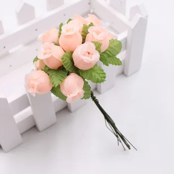 12pcs 2cm el yapımı mini ipek gül buket yapay çiçek düğün dekorasyon DİY çelenk küçük resim sahte çiçek dekorasyon