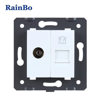 RainBo Ücretsiz Kargo Beyaz Plastik Malzeme TV + Telefon socke AB Standart A8TVTPW İçin Aksesuar İşlev Tuşu DİY