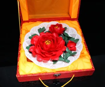 Luoyang kırmızı şakayık el yapımı sanat seramik çiçek ulusal güzellik ve mis koku decora Döşeme plakası Evde asılı içi boş