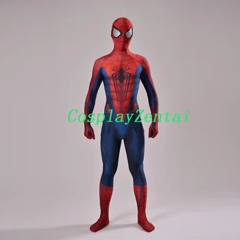 Göz Merceği ile konsept Sanat Spider-man Cosplay Cadılar Bayramı Kostümü 3 boyutlu Tasarım Örümcek Adam Kostümü