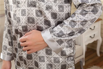 [BYSİFA] Gri Erkek İpek Pijama İki Gecelik set Gecelik Moda Modern Tarz Erkek Ev Giyim, Uyku Salonu Ekose Set-