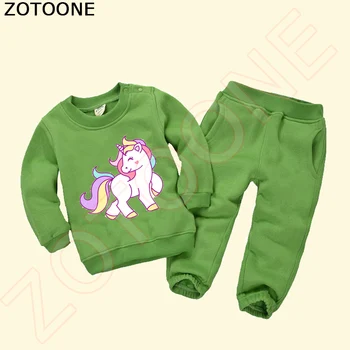 ZOTOONE Unicorn Yama Çizgi film Demir Çocuk Giysileri İçin Transfer Sevimli Hayvan Yamaları T-shirt Elbise Termal Transfer Kağıt DİY
