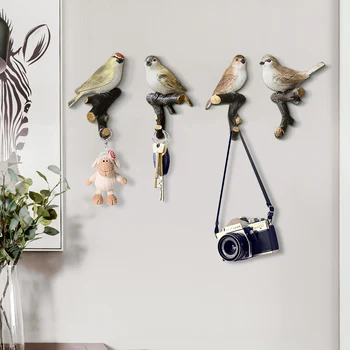 Poli gerçekçi kuş bez kanca Anahtarlık tutucu duvar dekoratif oturma yaratıcı hediyeler asılı oda İskandinav tarzı