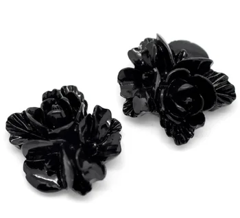 50Pcs Siyah Reçine Çiçek Dekorasyon Boncuk yassı sırtlı deniz Cabochon Scrapbook DİY Süslemeler Aksesuarları Düğmeleri El Sanatları