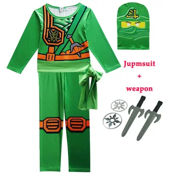 Ninja Ninjago Kostüm Erkekler Kızlara Giysi Silah İle Çocuk Çocuk Lloyd Jay Kai Cosplay Kıyafetleri Cadılar Bayramı Partisi Elbise Takım Elbise Setleri