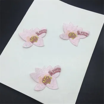 6 ADET Pembe Manolya Yamalar Demir Giyim İçin Çiçek Yamalar Kumaş Etiket Üzerinde 5cm*Aplike DİY 6.5 cm yama İşlemeli