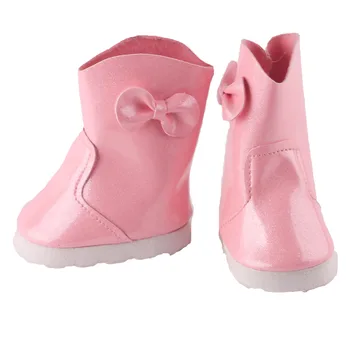 N471 bebek için 18 inç Amerikan kız bebek için bebek ayakkabıları ,Pembe deri Çizme bebek ayakkabı hediye