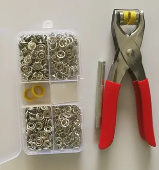 Ücretsiz Kargo 100 Setleri Gümüş Renk 9.5 mm Metal Bakır Uçlu Ek Düğmeler Elemanları Basın Pense İle Poppers Çıtçıt