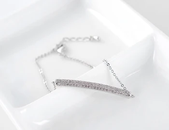 Kadın OL Stil Mikro Serme AAA Üst Kübik Zirkon Kristalleri Hattı Şekil Charm Bilezik Gümüş C Güzel Takı