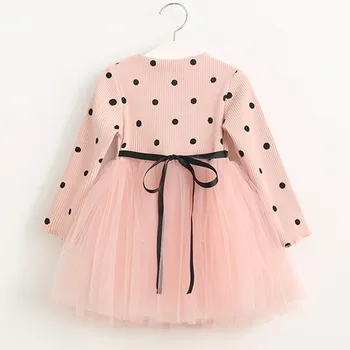 Bebek Çocuklar Kızlar Uzun Dantel Nokta Gilrs Elbise Yeni Bahar Sonbahar Elbise Vestidos 2 3 4 5 6 yıl Prenses Elbise Tutu Kol