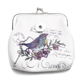 Moda 18MM Snap Düğmesi Mücevher Kuş Sikke Bilezik İçin Küçük PU Cüzdan Çanta Çocuk Kız Kadın Para çantası Hediye Çantalar