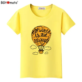 BGtomato Yeni Harajuku Sıcak Hava Balon Baskı Tişört Kısa Kollu T-shirt Kadın t-shirt Yaz Karikatür t-shirt Kadın Nedensel Üstleri