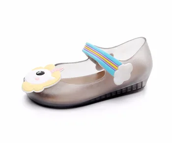 2018 Çocuklar mini sed jelly sandalet için bebek unicorn çocuklar kız Prenses ayakkabı sevimli karikatür şeffaf bling yumuşak plaj ayakkabı