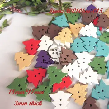 Noel serisi 18mm 1 / karışık yıldız snowflower ağaç ahşap düğme yeni yıl dekoratif aksesuarlar kapakları malzeme 100pcs