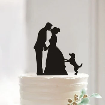 Siyah Akrilik Gelin ve Damat Tatlı Öpücük Düğün Pasta Süslemeleri Pasta Topper OH003